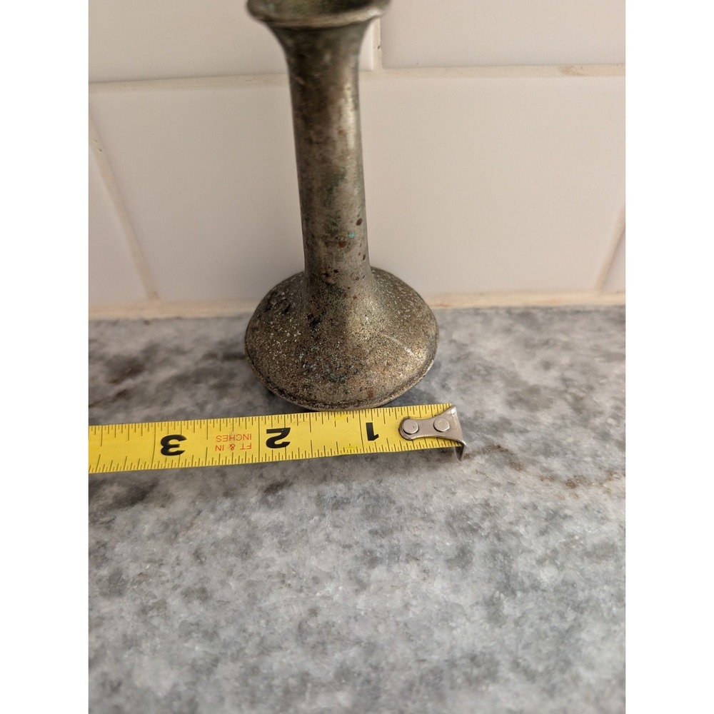 Vtg Primitive Metal Single Vase with Patina,‎ 4in - Picture 7 of 8